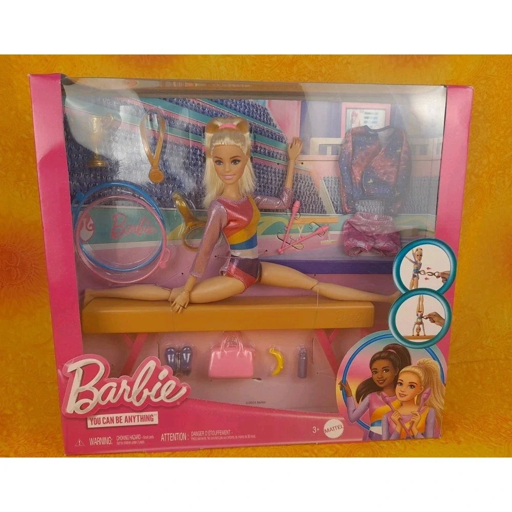 Barbie Gymnast Doll Playset With Beam Accessories & Outfit Changes Blonde Hair